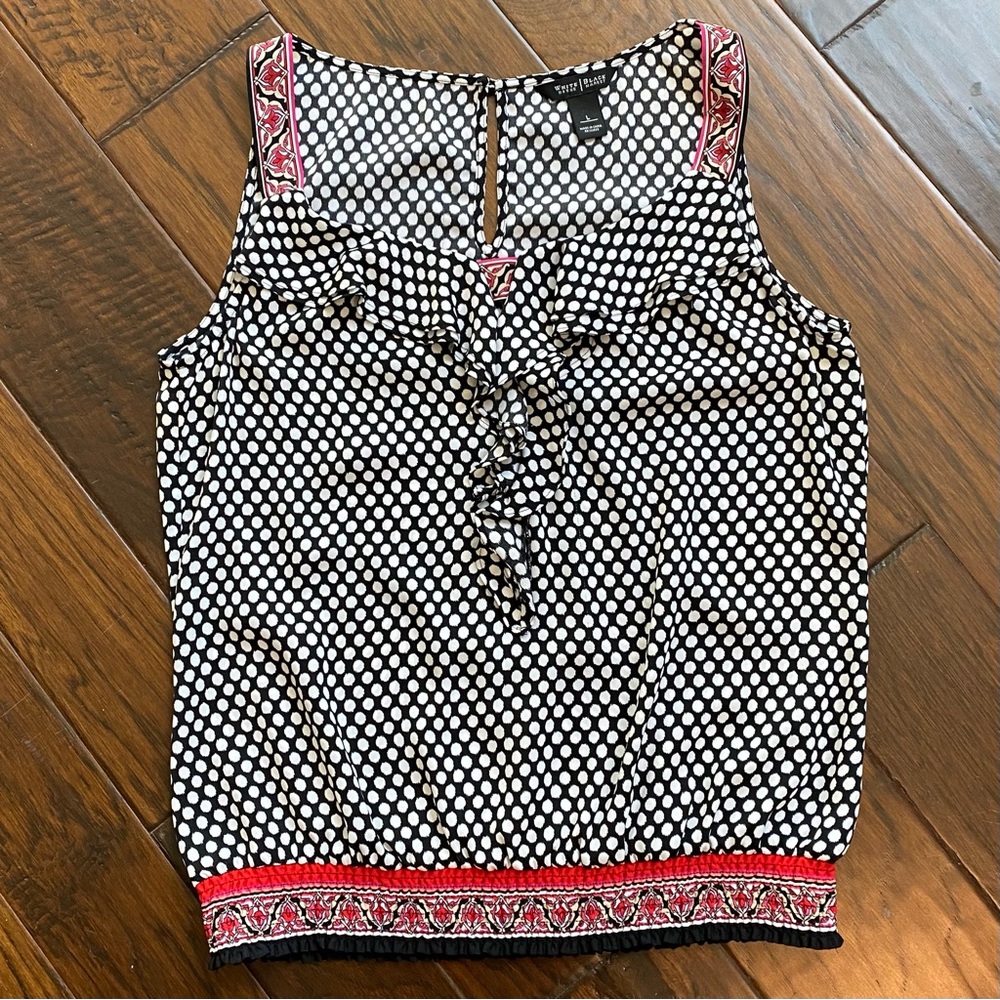 White House Black Market Polka Dot Sleeveless Top